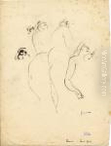 Un Derriere Et 5 Tetes Oil Painting by Jules Pascin