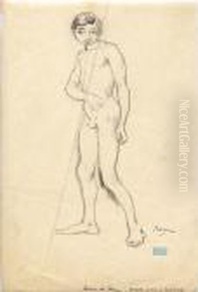 Garcon Nu Debout Oil Painting by Jules Pascin