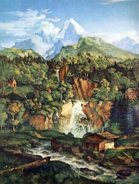 The Watzmann Oil Painting by Adrian Ludwig Richter