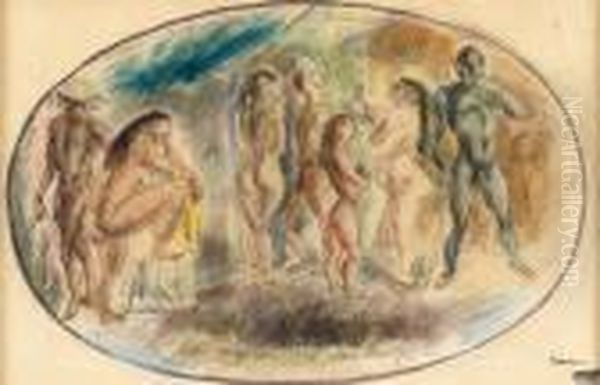 Le Maison Des Danseuses Oil Painting by Jules Pascin