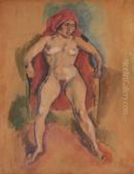 Nu Assis Oil Painting by Jules Pascin