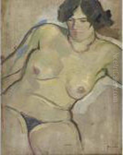 Femme Nue (carmen) Oil Painting by Jules Pascin