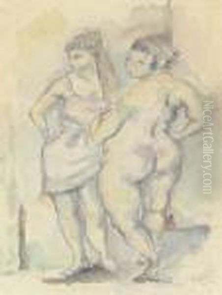 Deux Femmes Oil Painting by Jules Pascin