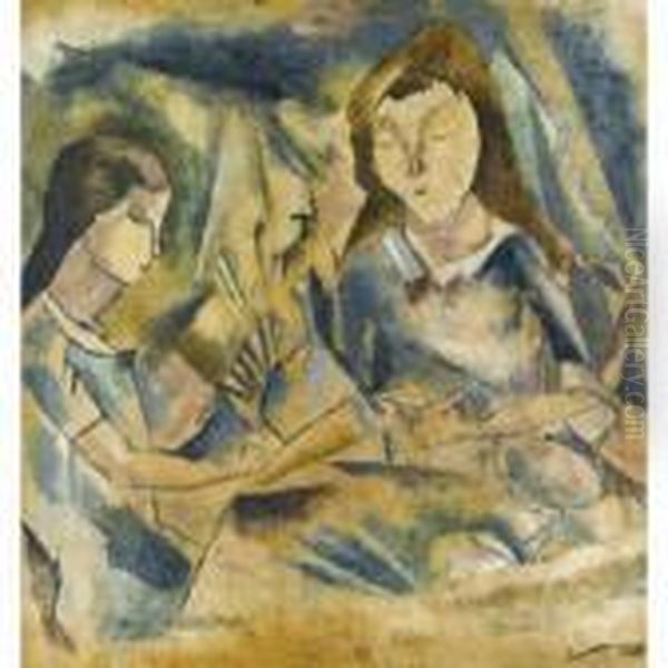 Deux Femmes Oil Painting by Jules Pascin