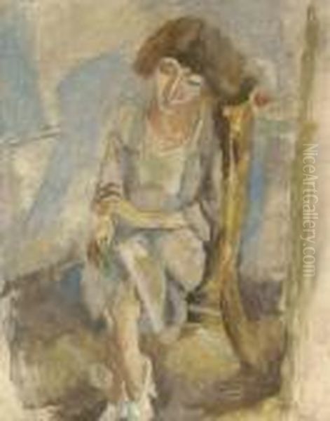 Portrait D'hermine David Oil Painting by Jules Pascin