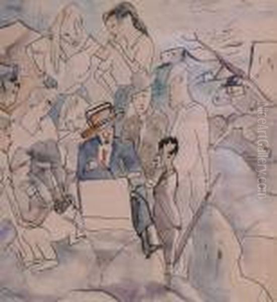 The Town Scribe Oil Painting by Jules Pascin