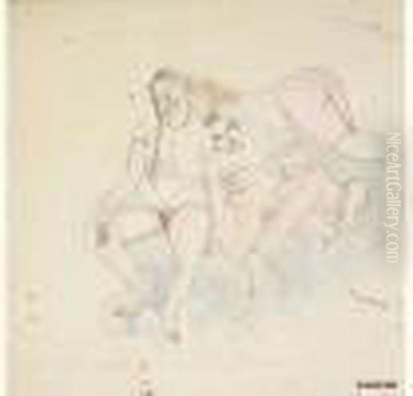 Nus Avec Bebe Oil Painting by Jules Pascin