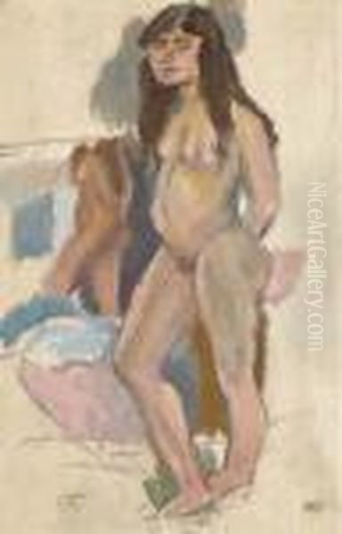 Nu Debout Oil Painting by Jules Pascin