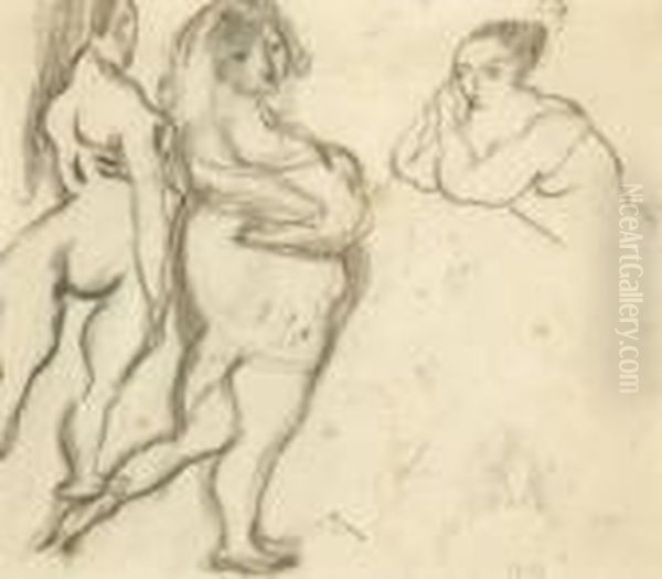 Trois Nues Oil Painting by Jules Pascin