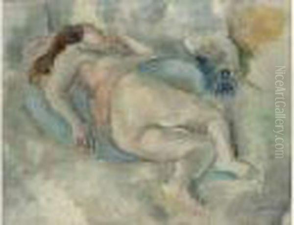 Femme Allongee Oil Painting by Jules Pascin