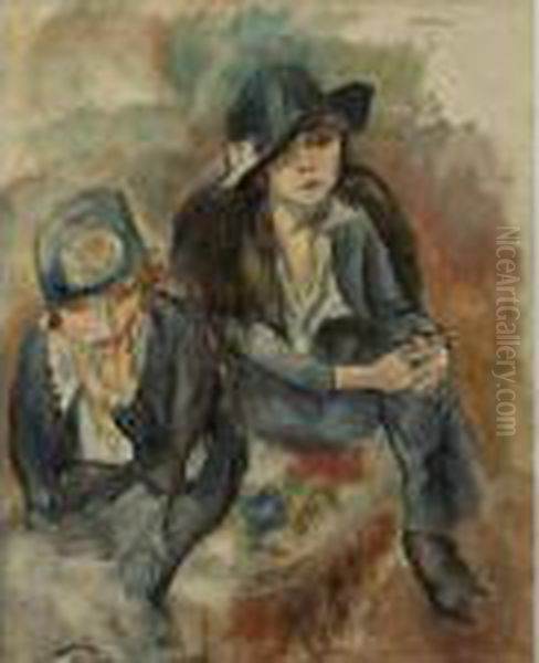 Hermine David Et Amie Oil Painting by Jules Pascin