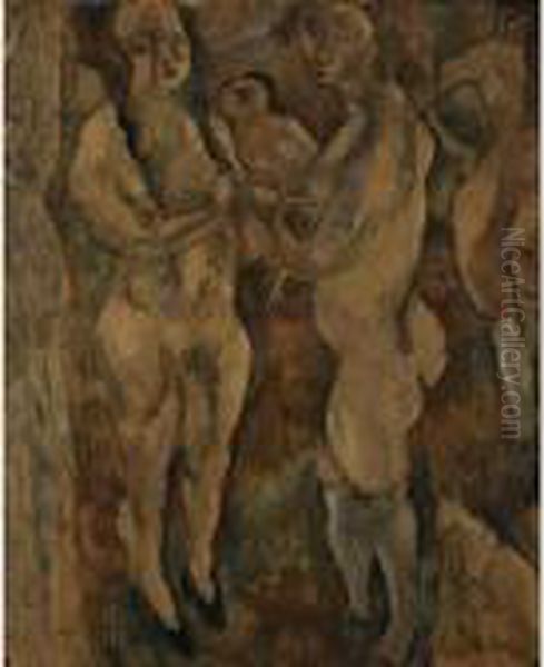 Femmes Nues Oil Painting by Jules Pascin