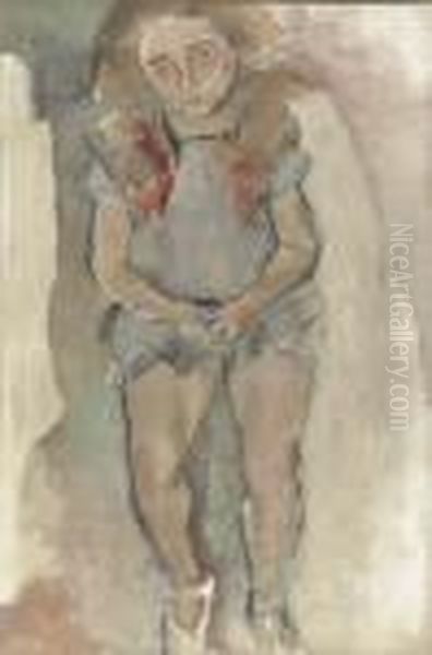 Jeune Fille Assise Oil Painting by Jules Pascin