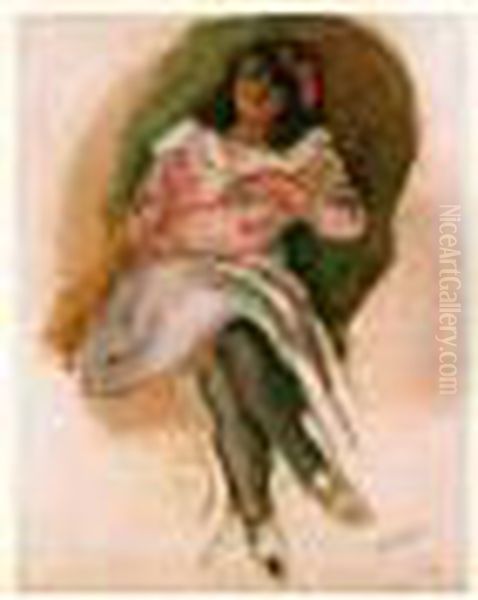 Jeune Fille Assise Oil Painting by Jules Pascin