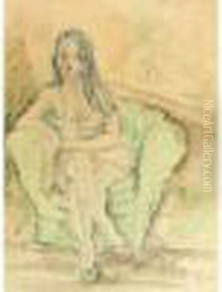 Jeune Fille Assise Oil Painting by Jules Pascin