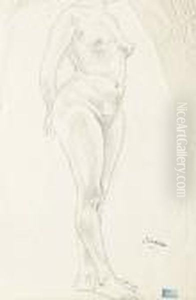 Standing Female Nude Oil Painting by Jules Pascin