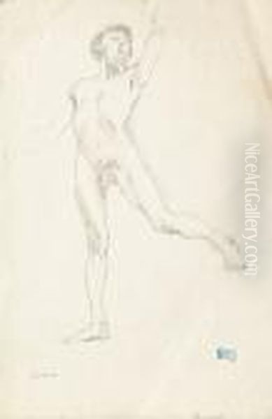 Standing Male Nude Oil Painting by Jules Pascin