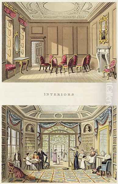 Interiors The Old Cedar Parlour and The Modern Living Room, from Fragments on the Theory and Practice of Landscape Gardening, pub. 1816 Oil Painting by Humphry Repton