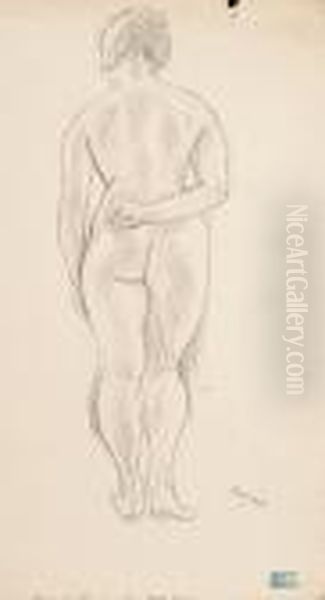 Standing Female Nude Oil Painting by Jules Pascin