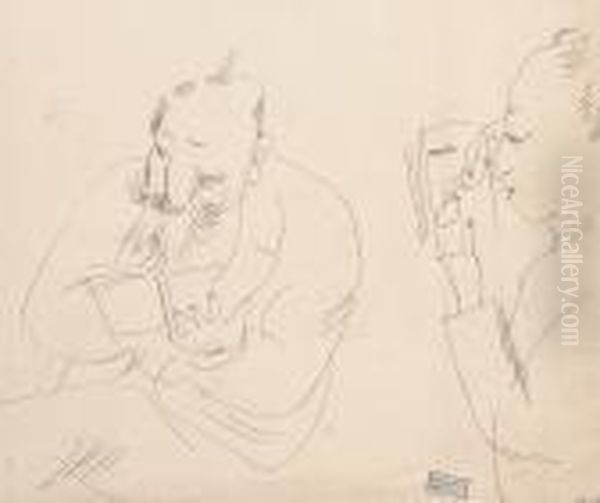 Two Men Reading Oil Painting by Jules Pascin