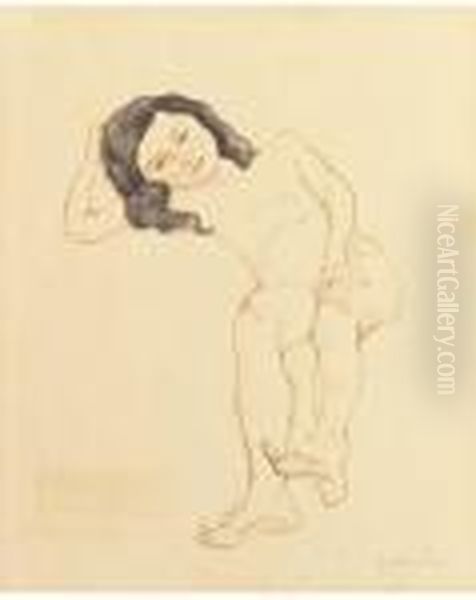 Petite Nue Allongee Oil Painting by Jules Pascin