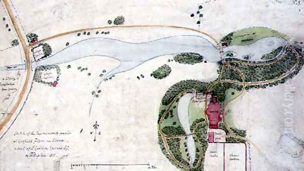 A Garden Plan for Gosfield Place, Essex, 1811 Oil Painting by Humphry Repton