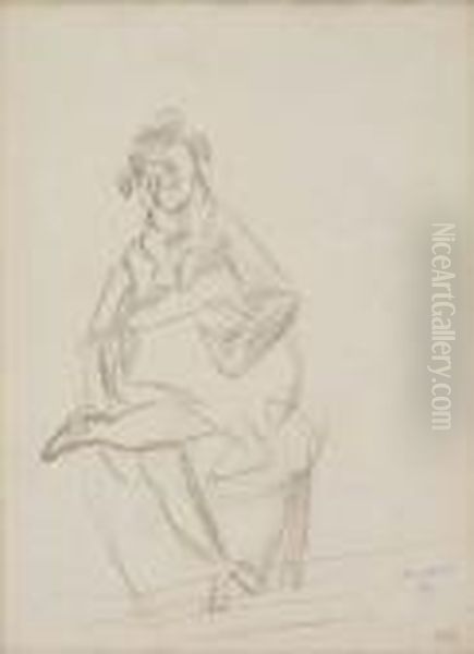 Seated Female Figure With Legs Crossed Oil Painting by Jules Pascin