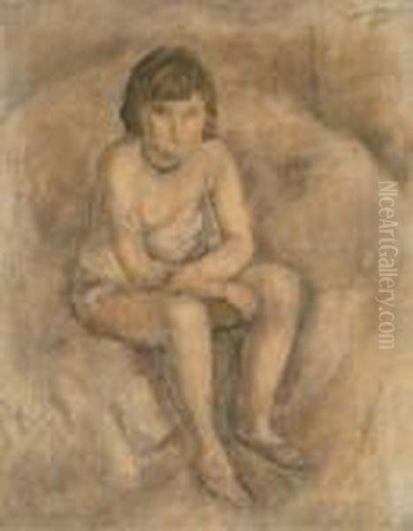 Jeune Femme Assise by Jules Pascin