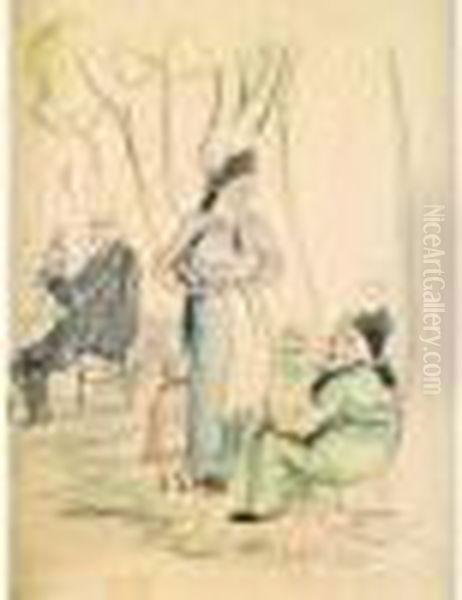 Personnage Dans Un Parc Oil Painting by Jules Pascin