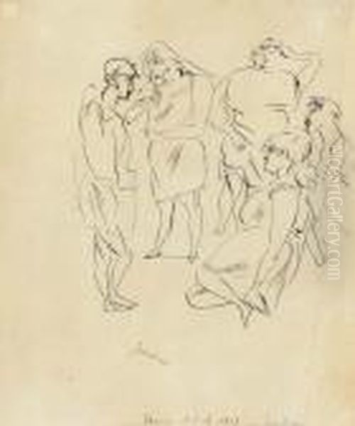 Coney Island Oil Painting by Jules Pascin