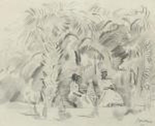 Au Jardin Botanique Oil Painting by Jules Pascin