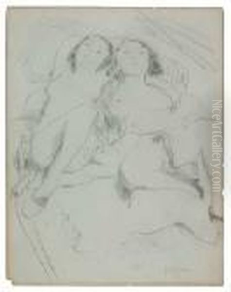 Deux Nus Couchees Oil Painting by Jules Pascin