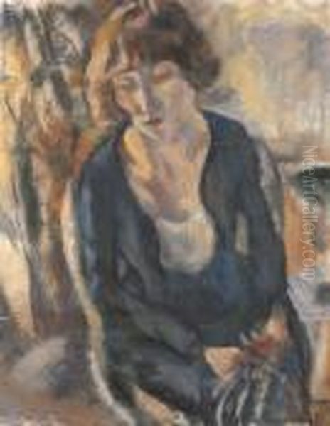 Portrait D'hermine David (recto); Portrait De Jeune Fille(verso) Oil Painting by Jules Pascin