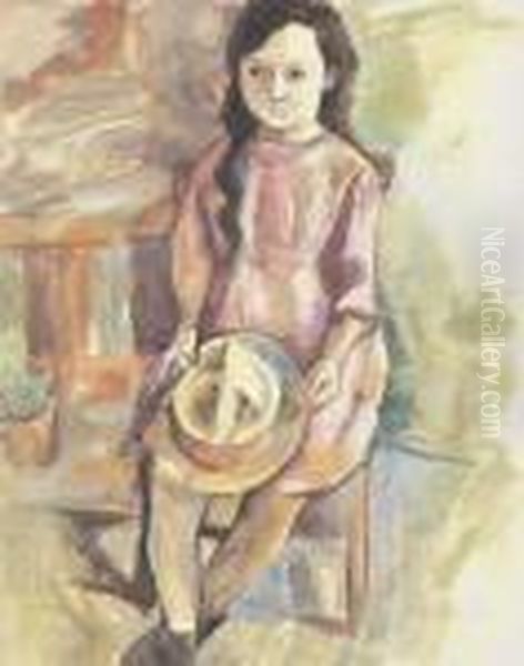 Fillette Au Chapeau Oil Painting by Jules Pascin