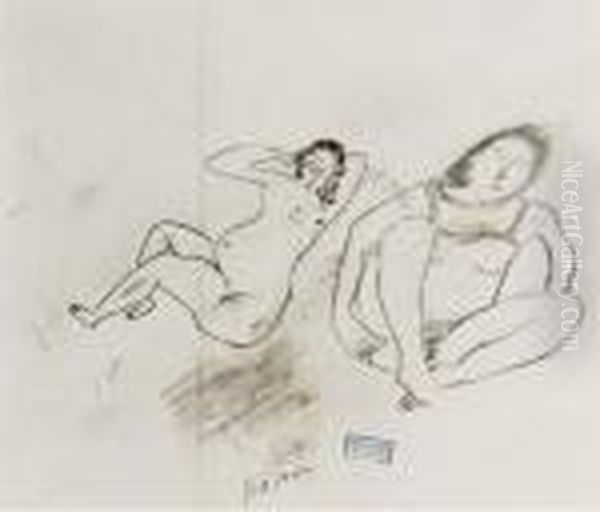 Deux Personnages Oil Painting by Jules Pascin