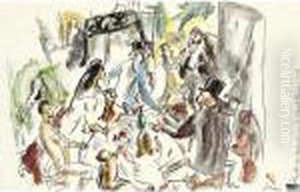 La Fin Du Dejeuner Ou Le Retardataire Oil Painting by Jules Pascin