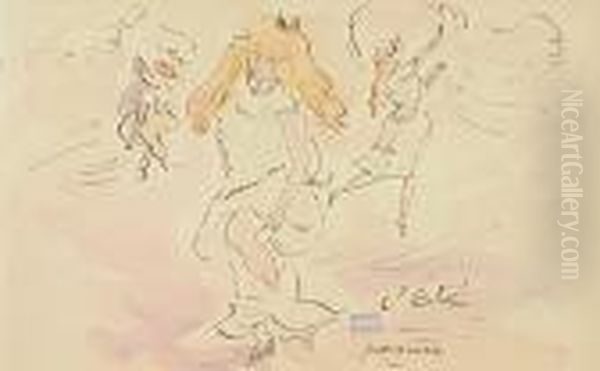 Two Watercolors.
Trois Femmes Oil Painting by Jules Pascin