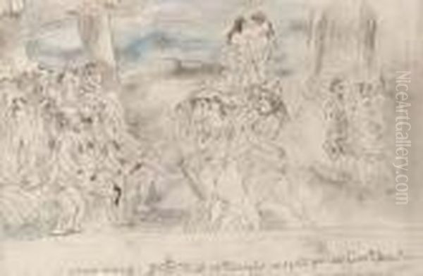 Histoire Antique: Socrate Et Ses Disciples, Conspues Par Les Courtisanes Oil Painting by Jules Pascin