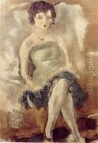 Dama W Zieleni Oil Painting by Jules Pascin