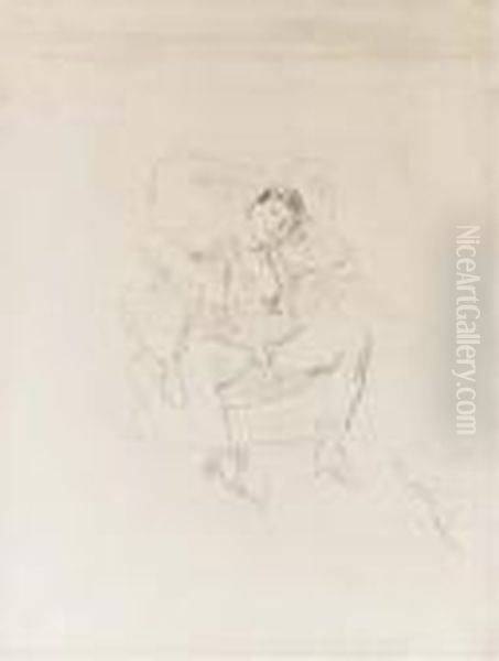 Femme Assise (recto); Etude De Femme (verso) Oil Painting by Jules Pascin