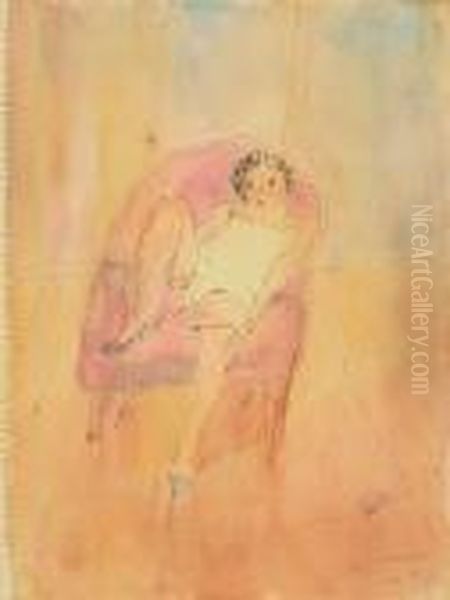 Jeune Femme>. Oil Painting by Jules Pascin