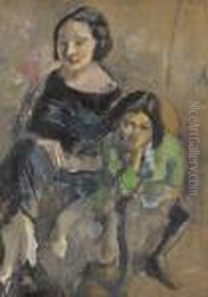 Andree Et Simone Oil Painting by Jules Pascin