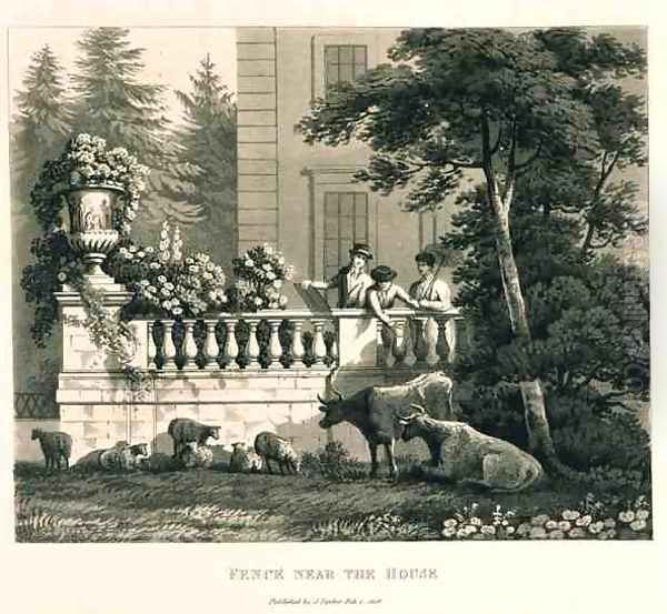 Fence near the House, from Fragments on the Theory and Practice of Landscape Gardening, pub. 1816 Oil Painting by Humphry Repton