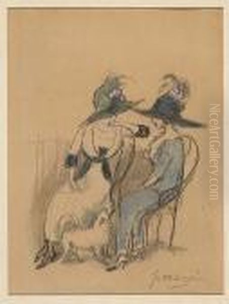 La Conversation Oil Painting by Jules Pascin