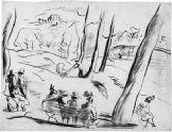 Dans Un Parc Oil Painting by Jules Pascin