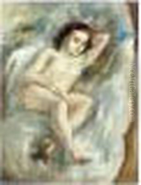 Nu Sur Canape Oil Painting by Jules Pascin