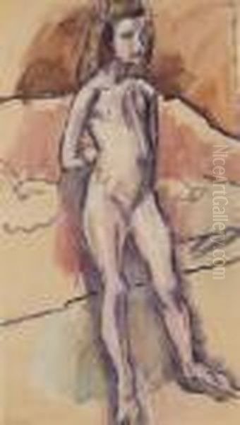 Nu Debout Oil Painting by Jules Pascin