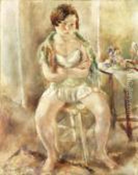 Nnette La Villa Des Camlias Oil Painting by Jules Pascin