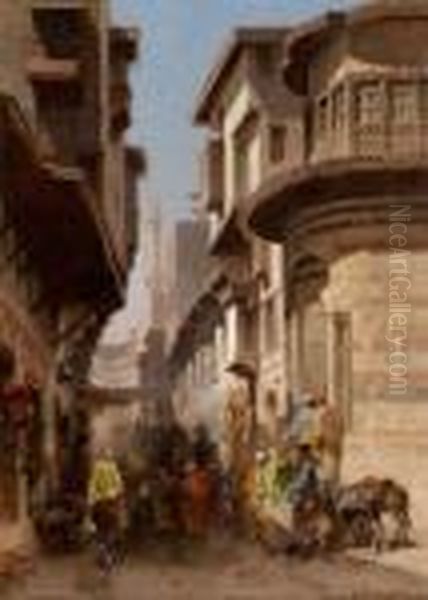 Rue Animee Au Caire Oil Painting by Alberto Pasini