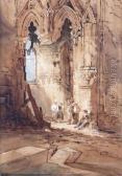 Reunion Dans L'eglise En Ruine Oil Painting by Alberto Pasini